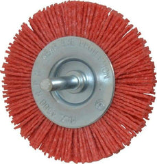 Value Collection - 3" OD, 1/4" Shank Diam, Crimped Nylon Wheel Brush - 1/4" Face Width, 5/16" Trim Length, 4,500 RPM - Benchmark Tooling