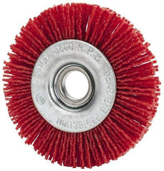 Value Collection - 3" OD, 1/2" Shank Diam, 1/2" Arbor Hole, Crimped Nylon Wheel Brush - 3/8" Face Width, 5/16" Trim Length, 4,500 RPM - Benchmark Tooling