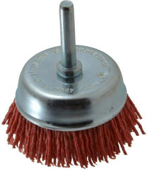 Value Collection - 2" Diam, 1/4" Hole Size Straight Wire Nylon Cup Brush - Coarse Grade, 4,500 Max RPM - Benchmark Tooling