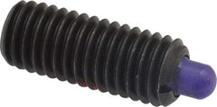 Jergens - 1/2-13, 1-1/4" Thread Length, 1/4" Plunger Projection, Steel Threaded Spring Plunger - 1/4" Max Plunger Diam, 1-1/4" Plunger Length, 6.6 Lb Init End Force, 17.4 Lb Final End Force, 1/4" Hex - Benchmark Tooling