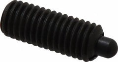 Jergens - 1/2-13, 1-1/4" Thread Length, 1/4" Plunger Projection, Steel Threaded Spring Plunger - 1/4" Max Plunger Diam, 1-1/4" Plunger Length, 6.6 Lb Init End Force, 17.4 Lb Final End Force, 1/4" Hex - Benchmark Tooling