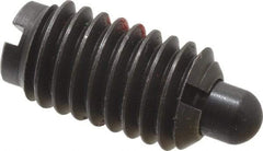 Jergens - 3/8-16, 11/16" Thread Length, 3/16" Plunger Projection, Steel Threaded Spring Plunger - 0.186" Max Plunger Diam, 11/16" Plunger Length, 1 Lb Init End Force, 12 Lb Final End Force - Benchmark Tooling