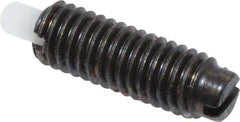 Jergens - 10-32, 9/16" Thread Length, 1/8" Plunger Projection, Steel Threaded Spring Plunger - 0.093" Max Plunger Diam, 9/16" Plunger Length, 0.3 Lb Init End Force, 3 Lb Final End Force - Benchmark Tooling