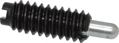 Jergens - 1/4-20, 5/8" Thread Length, 3/16" Plunger Projection, Steel Threaded Spring Plunger - 0.119" Max Plunger Diam, 5/8" Plunger Length, 0.3 Lb Init End Force, 3.5 Lb Final End Force - Benchmark Tooling