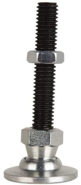 Jergens - 3/8-16 Bolt Thread, Studded Pivotal Stud Mount Leveling Pad & Mount - 2,300 Max Lb Capacity, 1-1/4" Base Diam - Benchmark Tooling