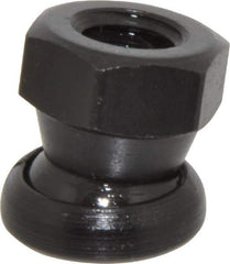 Jergens - 3/8-16, 11/16" Pad Diam, Uncoated Bottom, Steel Toggle Pad - 25/32" OAL, 5/8" Width Across Flats, Black Oxide Coated, Grade 4140, 6° Swivel Angle - Benchmark Tooling