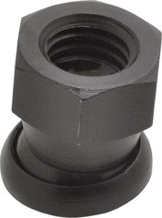 Jergens - 1/2-13, 13/16" Pad Diam, Uncoated Bottom, Steel Toggle Pad - 7/8" OAL, 3/4" Width Across Flats, Black Oxide Coated, Grade 4140, 6° Swivel Angle - Benchmark Tooling