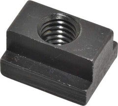 Jergens - 3/8-16 Blind Tapped T Slot Nut - 7/16" Slot Width, 11/16 x 7/32" Base Width x Height, 7/8 x 1/2" OAL x Height - Benchmark Tooling