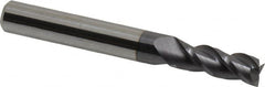 Accupro - 9/32", 3/4" LOC, 5/16" Shank Diam, 2-1/2" OAL, 3 Flute, Solid Carbide Square End Mill - Single End, AlTiN Finish, Spiral Flute, 40° Helix, Centercutting, Right Hand Cut, Right Hand Flute - Benchmark Tooling