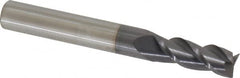 Accupro - 19/64", 3/4" LOC, 5/16" Shank Diam, 2-1/2" OAL, 3 Flute, Solid Carbide Square End Mill - Single End, AlTiN Finish, Spiral Flute, 40° Helix, Centercutting, Right Hand Cut, Right Hand Flute - Benchmark Tooling