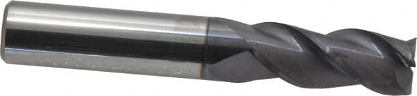 Accupro - 7/16", 1" LOC, 7/16" Shank Diam, 2-3/4" OAL, 3 Flute, Solid Carbide Square End Mill - Single End, AlTiN Finish, Spiral Flute, 40° Helix, Centercutting, Right Hand Cut, Right Hand Flute - Benchmark Tooling