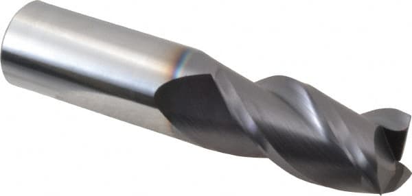 Accupro - 7/8", 1-3/4" LOC, 7/8" Shank Diam, 4" OAL, 3 Flute, Solid Carbide Square End Mill - Single End, AlTiN Finish, Spiral Flute, 40° Helix, Centercutting, Right Hand Cut, Right Hand Flute - Benchmark Tooling