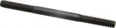 Jergens - 1/4-20 3-1/2" OAL Equal Double Threaded Stud - Alloy Steel, Black Oxide Finish, 1" Equal Thread Length - Benchmark Tooling