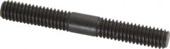 Jergens - 5/16-18 2-1/2" OAL Equal Double Threaded Stud - Alloy Steel, Black Oxide Finish, 15/16" Equal Thread Length - Benchmark Tooling