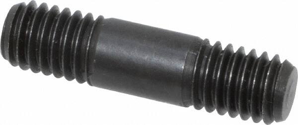 Jergens - 3/8-16 1-1/2" OAL Equal Double Threaded Stud - Alloy Steel, Black Oxide Finish, 3/8" Equal Thread Length - Benchmark Tooling