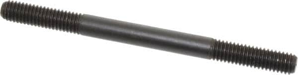 Jergens - 3/8-16 5" OAL Equal Double Threaded Stud - Alloy Steel, Black Oxide Finish, 1-1/4" Equal Thread Length - Benchmark Tooling