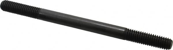 Jergens - 3/8-16 5-1/2" OAL Equal Double Threaded Stud - Alloy Steel, Black Oxide Finish, 1-1/4" Equal Thread Length - Benchmark Tooling