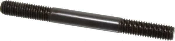 Jergens - 1/2-13 5-1/2" OAL Equal Double Threaded Stud - Alloy Steel, Black Oxide Finish, 1-1/2" Equal Thread Length - Benchmark Tooling