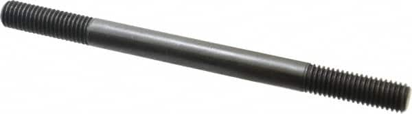 Jergens - 1/2-13 7" OAL Equal Double Threaded Stud - Alloy Steel, Black Oxide Finish, 1-1/2" Equal Thread Length - Benchmark Tooling