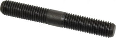 Jergens - 5/8-11 4-1/2" OAL Equal Double Threaded Stud - Alloy Steel, Black Oxide Finish, 1-3/4" Equal Thread Length - Benchmark Tooling