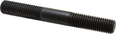 Jergens - 5/8-11 5" OAL Equal Double Threaded Stud - Alloy Steel, Black Oxide Finish, 1-3/4" Equal Thread Length - Benchmark Tooling