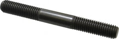 Jergens - 5/8-11 5-1/2" OAL Equal Double Threaded Stud - Alloy Steel, Black Oxide Finish, 1-3/4" Equal Thread Length - Benchmark Tooling