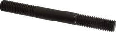 Jergens - 5/8-11 6" OAL Equal Double Threaded Stud - Alloy Steel, Black Oxide Finish, 1-3/4" Equal Thread Length - Benchmark Tooling