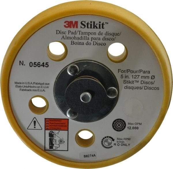 3M - 5" Diam Adhesive/PSA Disc Backing Pad - Soft Density, 12,000 RPM - Benchmark Tooling