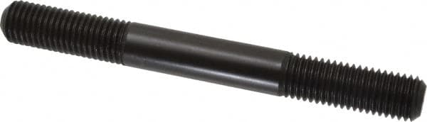 Jergens - 3/4-10 7" OAL Equal Double Threaded Stud - Alloy Steel, Black Oxide Finish, 2" Equal Thread Length - Benchmark Tooling