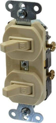 Pass & Seymour - 1 Pole, 120/277 VAC, 20 Amp, Flush Mounted, Ungrounded, Tamper Resistant Duplex Switch - NonNEMA Configuration, 2 Switch, Side Wiring, UL Listed 20 Standard - Benchmark Tooling