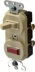 Pass & Seymour - 1 Pole, 120/125 VAC, 15 Amp, Flush Mounted, Ungrounded, Tamper Resistant Combination Switch with Pilot Light - NonNEMA Configuration, 1 Switch, Side Wiring, UL Listed 20 498 Standard - Benchmark Tooling