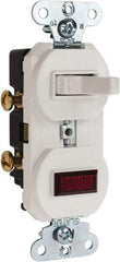 Pass & Seymour - 1 Pole, 120/125 VAC, 15 Amp, Flush Mounted, Ungrounded, Tamper Resistant Combination Switch with Pilot Light - NonNEMA Configuration, 1 Switch, Side Wiring, UL Listed 20 498 Standard - Benchmark Tooling