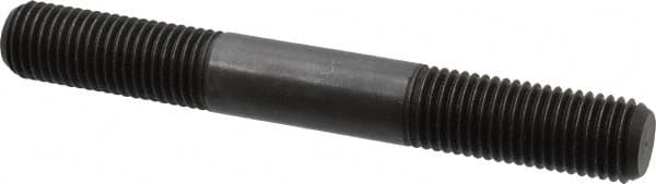 Jergens - 1-8 8" OAL Equal Double Threaded Stud - Alloy Steel, Black Oxide Finish, 2-1/2" Equal Thread Length - Benchmark Tooling