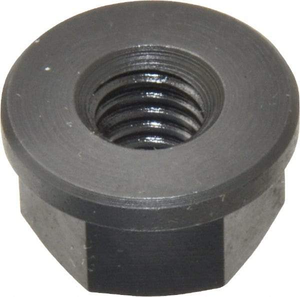 Jergens - 3/8-16, 7/8" Flange Diam, 1/2" High, 11/16" Across Flats, Flange Nut - Grade Low Carbon Steel Steel, Black Oxide Finish, 1/8" Flange Height, TCMA - Benchmark Tooling