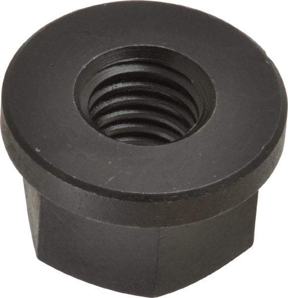 Jergens - 1/2-13, 1-1/8" Flange Diam, 11/16" High, 7/8" Across Flats, Flange Nut - Grade Low Carbon Steel Steel, Black Oxide Finish, 5/32" Flange Height, TCMA - Benchmark Tooling