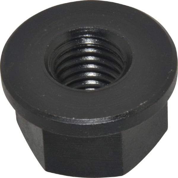 Jergens - 5/8-11, 1-3/8" Flange Diam, 13/16" High, 1-1/16" Across Flats, Flange Nut - Grade Low Carbon Steel Steel, Black Oxide Finish, 3/16" Flange Height, TCMA - Benchmark Tooling