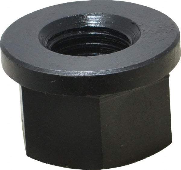 Jergens - 7/8-9, 1-3/4" Flange Diam, 1-1/8" High, 1-7/16" Across Flats, Flange Nut - Grade Low Carbon Steel Steel, Black Oxide Finish, 1/4" Flange Height, TCMA - Benchmark Tooling