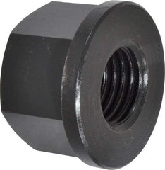 Jergens - 1-8, 2" Flange Diam, 1-1/4" High, 1-5/8" Across Flats, Flange Nut - Grade Low Carbon Steel Steel, Black Oxide Finish, 1/4" Flange Height, TCMA - Benchmark Tooling