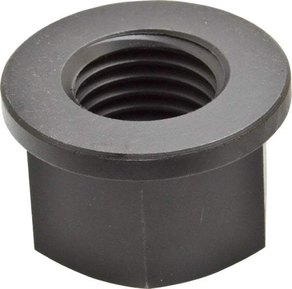 Jergens - 1-1/4 - 7, 2-1/4" Flange Diam, 1-3/8" High, 1-13/16" Across Flats, Flange Nut - Grade Low Carbon Steel Steel, Black Oxide Finish, 1/4" Flange Height, TCMA - Benchmark Tooling