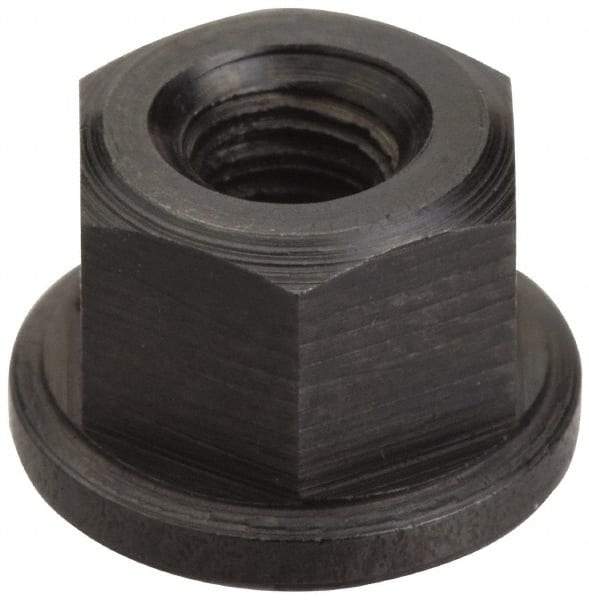 Jergens - 3/4-10 Steel Black Oxide Spherical Flange Nut - 3/4" High, 1-5/8" Diam x 1/4" High Flange, 2-1/2" Radius - Benchmark Tooling