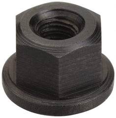 Jergens - 3/4-10 Steel Black Oxide Spherical Flange Nut - 3/4" High, 1-5/8" Diam x 1/4" High Flange, 2-1/2" Radius - Benchmark Tooling