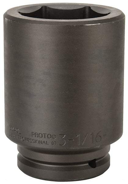 Proto - 1-1/2" Drive 3-1/16" Deep Impact Socket - 6 Points, 6-3/8" OAL - Benchmark Tooling