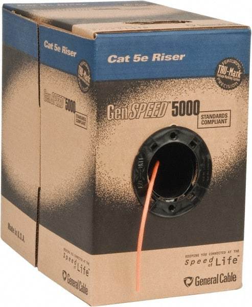 Made in USA - Cat5e, 24 AWG, 4 Wires, Network & Ethernet Cable - Orange, Polyolefin, 1,000' OAL - Benchmark Tooling