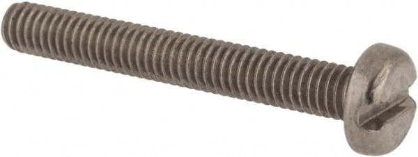 Value Collection - M4x0.70 Metric Coarse, 30mm Length Under Head Slotted Drive Machine Screw - Pan Head, Grade 18-8 & A2 Stainless Steel, Uncoated, Without Washer - Benchmark Tooling