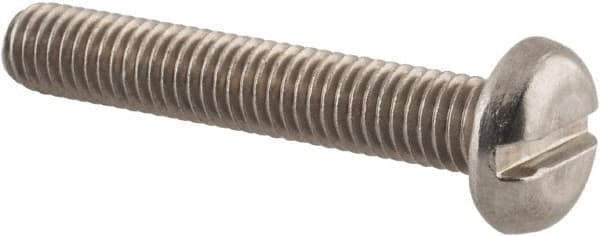 Value Collection - M5x0.80 Metric Coarse, 30mm Length Under Head Slotted Drive Machine Screw - Pan Head, Grade 18-8 & A2 Stainless Steel, Uncoated, Without Washer - Benchmark Tooling
