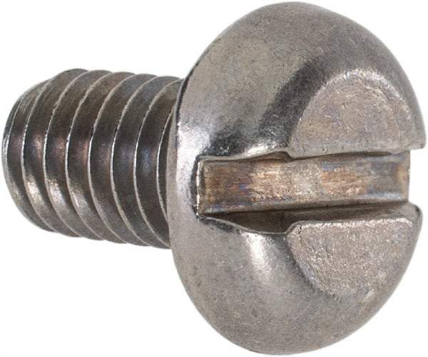 Value Collection - M6x1.00 Metric Coarse, 10mm Length Under Head Slotted Drive Machine Screw - Pan Head, Grade 18-8 & A2 Stainless Steel, Uncoated, Without Washer - Benchmark Tooling