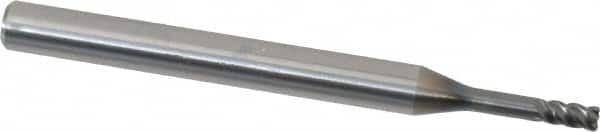 OSG - 3mm, 4 Flute, Single End, Solid Carbide, 0.2mm Corner Radius End Mill - 70mm OAL, 45° Helix, Right Hand Flute, 5mm LOC, Right Hand Cut, 15mm Extended Reach - Benchmark Tooling