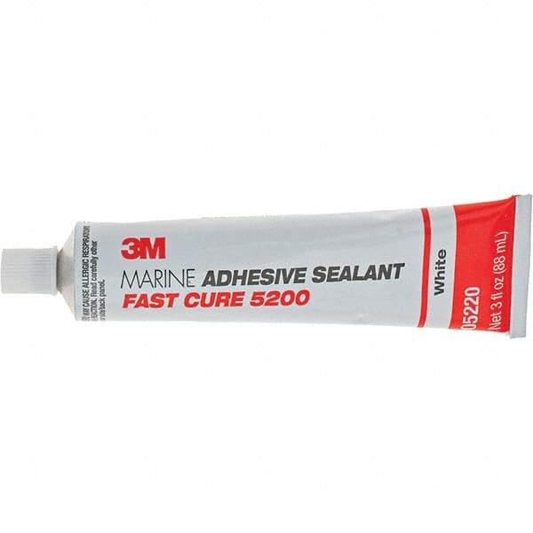 3M - 3 oz Tube White Polyurethane Marine Adhesive Sealant - 190°F Max Operating Temp, 60 min Tack Free Dry Time - Benchmark Tooling