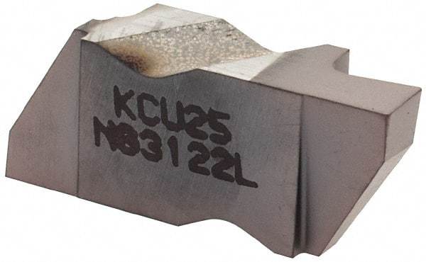 Kennametal - 3122NG Grade KCU25, 0.122" Cutting Width Carbide Grooving Insert - 0.15" Max Depth of Cut, Left Hand, 0.0075" Corner Radius - Benchmark Tooling