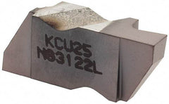 Kennametal - 3122NG Grade KCU25, 0.122" Cutting Width Carbide Grooving Insert - 0.15" Max Depth of Cut, Left Hand, 0.0075" Corner Radius - Benchmark Tooling